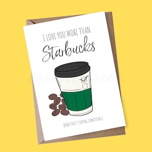 Carte Starbucks, Carte de Saint-Valentin pour lui, Carte d’anniversaire café, Café Starbucks, Cadeau Starbucks, Carte d’anniversaire, Carte d’anniversaire pour elle