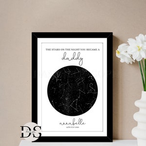 Carte des étoiles du ciel nocturne, impression ciel nocturne, impression carte des étoiles, cadeau fête des pères, cadeau d'anniversaire de mariage, cadeau de fiançailles, cadeau personnalisé pour papa