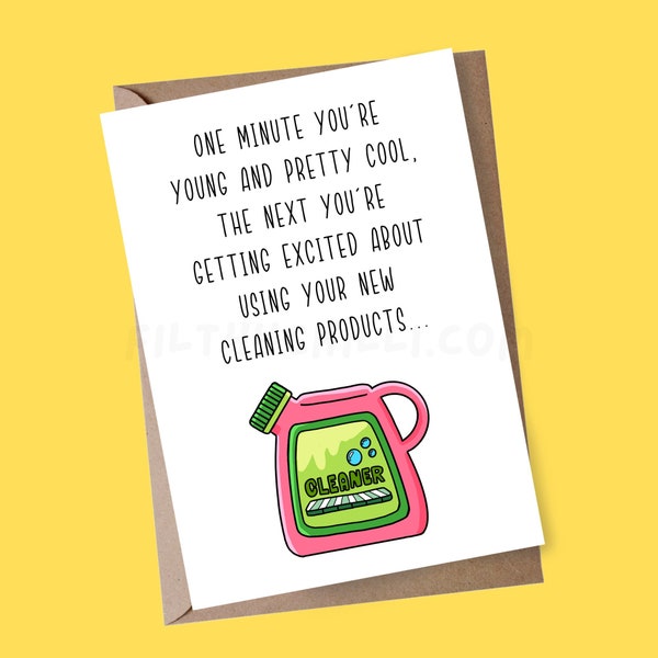 Funny Birthday Card for Sister, Cleaning Products Card, Birthday Card for Her, Friend, Aunty, Women, 30th Birthday Card, Cleaning Cards