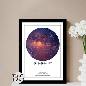 Sternenhimmel Karte, Nachthimmel Druck, Sternenkarte Druck, Paar Geschenk, Nacht, die du geboren bist, Geschenk für Papa, Verlobungsgeschenk, personalisierter Nachthimmel
