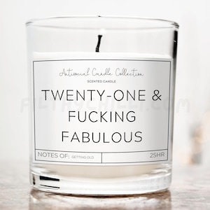 Funny 21st Birthday Candle, 'Twenty One and Fucking Fab', Christmas Gift, ™