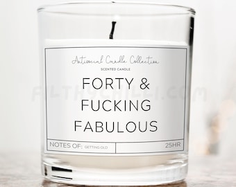 40th Birthday Candle, Funny Candle, Fourty & Fabulous, 40th Birthday Gift, 40th Birthday Present, 40th Gift Idea, 40th Birthday Candle, ™