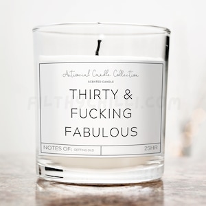 30th Birthday Candle, Thirty & Fabulous, Funny Candles, 30th Birthday Gift, 30th Birthday Present, 30th Gift Ideas, Birthday Candle Gift ™