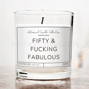 50th Birthday Candle, Funny Candle, Fifty & Fabulous, 50th Birthday Gift, 50th Birthday Present, 50th Gift Idea, 50th Birthday Candle ™