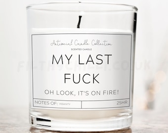 Funny Candle, My Last F, Birthday Gift for Friend, Rude Candle, Inappropriate Gift, Sarcastic Gifts for Her, Father’s Day Gift for Dad, ™