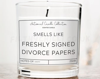 Funny 'Freshly Signed Divorce Papers' Candle, Gag Gift, Christmas Gifts, ™