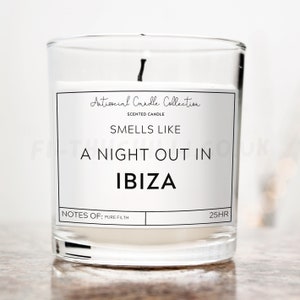 Riecht wie eine Nacht auf Ibiza, lustiges Geschenk für sie, unhöfliche Kerzenetiketten, Geburtstagsgeschenke, Scherzgeschenk für Freunde, Reisegeschenke für ihn, ™