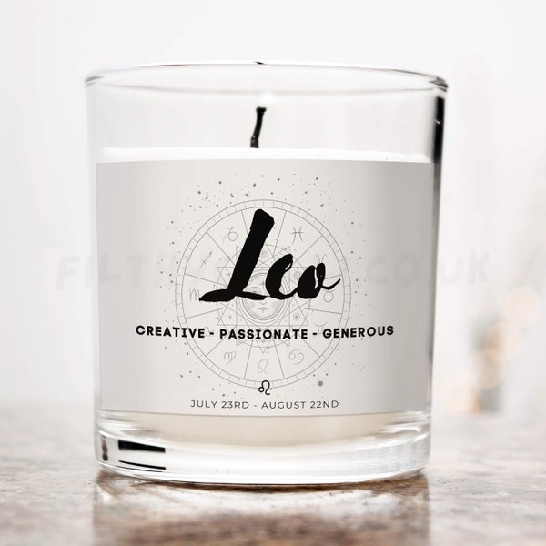 Leo Zodiac Candle Star Sign Candle Etsy