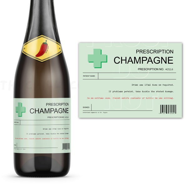 Autocollant 'Ordonnance Médicale' Pour Bouteille De Gin - Étiquette Décorative à Personnaliser, 10.5x14.8 Cm