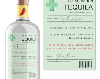 Etiqueta personalizada para tequila con receta, pegatina divertida para botella de alcohol, regalos de cumpleaños