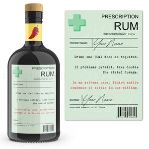 Personalisiertes Rezept Rum Label, lustige Neuheit Rum Liebhaber Geschenk, Vatertagsgeschenke