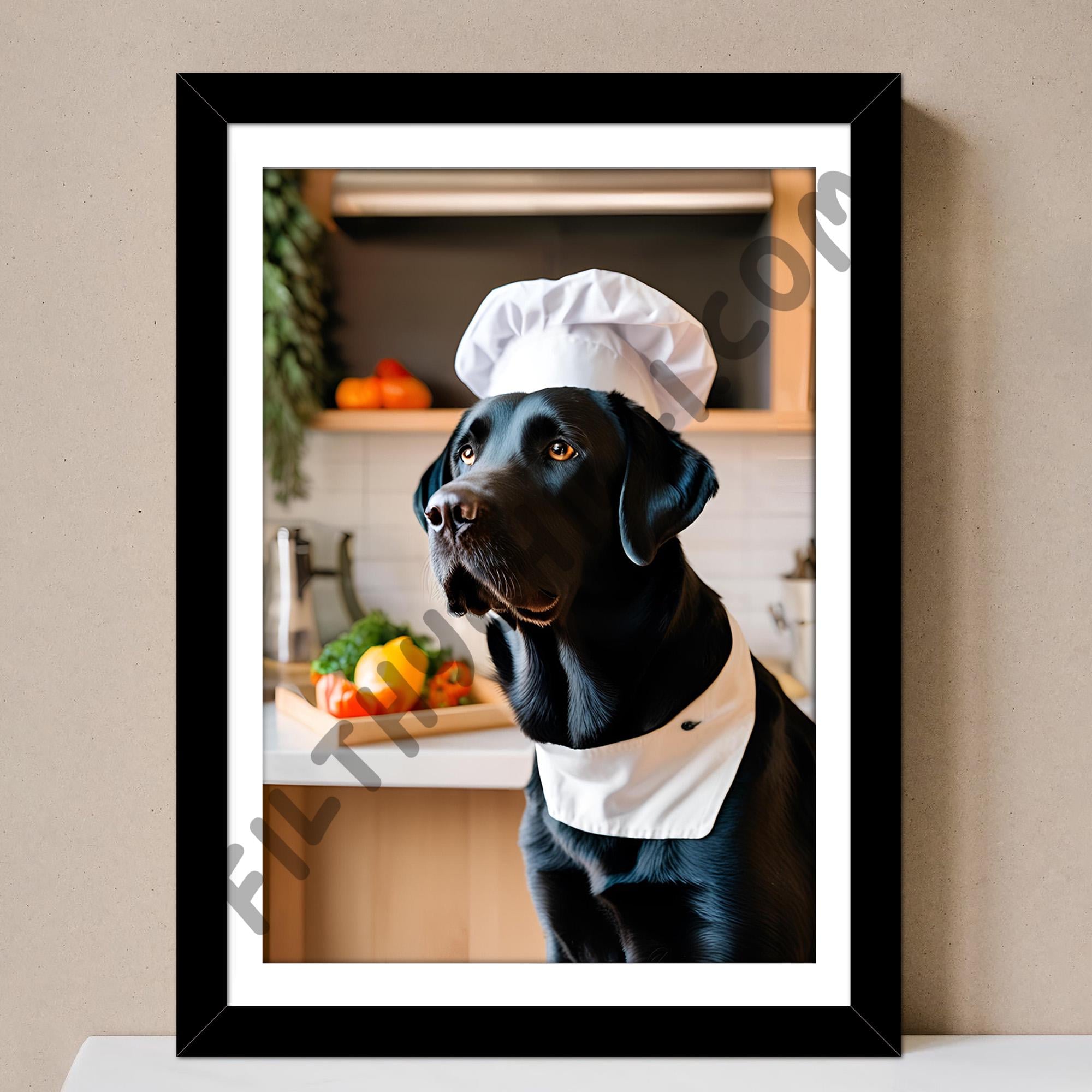 面白い黒のラブラドールシェフのプリント、キッチン犬の装飾 - Etsy 日本