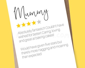 Funny Mother's Day Card, Cheeky Review Card for Mum