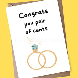 Pair of Cunts Engagement Card, Funny Engagement Card for Friend, Engagement Congratulations Card, Engagement Card for Couples