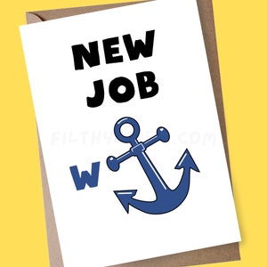 Funny New Job Card for Colleague, New Job Wanker, Offensive New Job Card for Co-Worker, Congratulations Card for New Job, Rude Card for Him