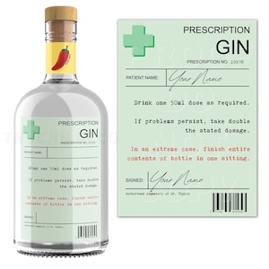 Gepersonaliseerd etiket gin-fles op recept, grappig nieuwigheidscadeau, Vaderdagcadeaus