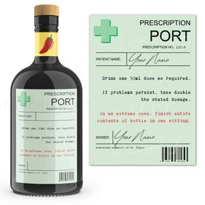 Personalised Prescription Port Wine Label, Funny Alcohol Gift, Birthday Gifts, ™