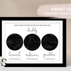 Mappa stellare del cielo notturno, regalo mappa stellare, stampa del cielo notturno, regalo di anniversario mappa stellare, regalo di compleanno, regalo per i nonni, regalo personalizzato per papà
