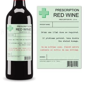 Prescription Wine Label, Wine Gift, Wine Bottle Label, Wine Bottle ...