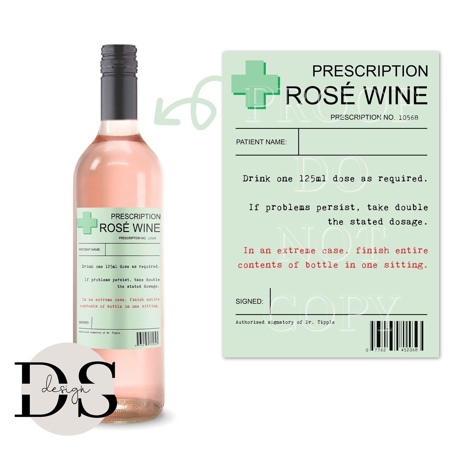 Prescription Rose Wine Label Rose Wine Bottle Sticker Wine Etsy