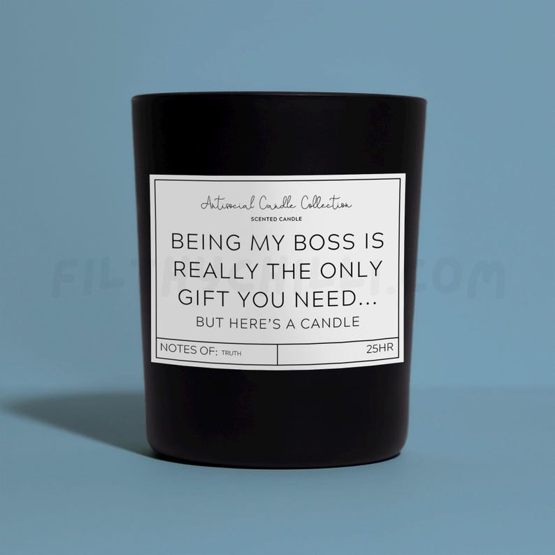 Being My Boss Is Really The Only Gift You Need... But Here Is A Candle Candle Gift. Candy Floss Scent with a Black Glass Container Jar. Made with Vegan Friendly Soy Wax