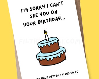 Tarjeta de cumpleaños graciosa y ofensiva, tarjeta grosera e insultante