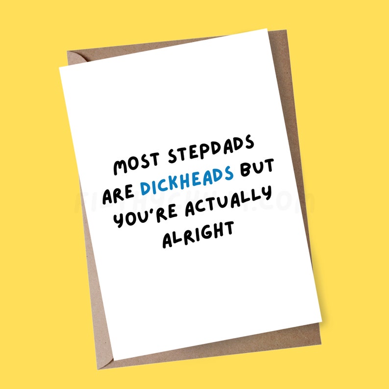 Funny Stepdad Card, Rude Birthday Card for Step Dad Small Card (A6)