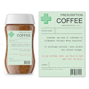 Rezept Kaffee Etikett, Geschenk für Kaffeeliebhaber, Kaffeeglas Aufkleber, Kaffeeglas Etikett, Kaffee Geschenk, lustige Geschenkidee für den Vatertag, Kaffee Aufkleber