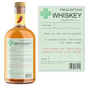 Whisky-etiket op recept, etiket bourbonfles, etiket whiskyfles, Whiksey-cadeau, sarcastische geschenken, etiket grapfles, cadeaus voor vaderdag