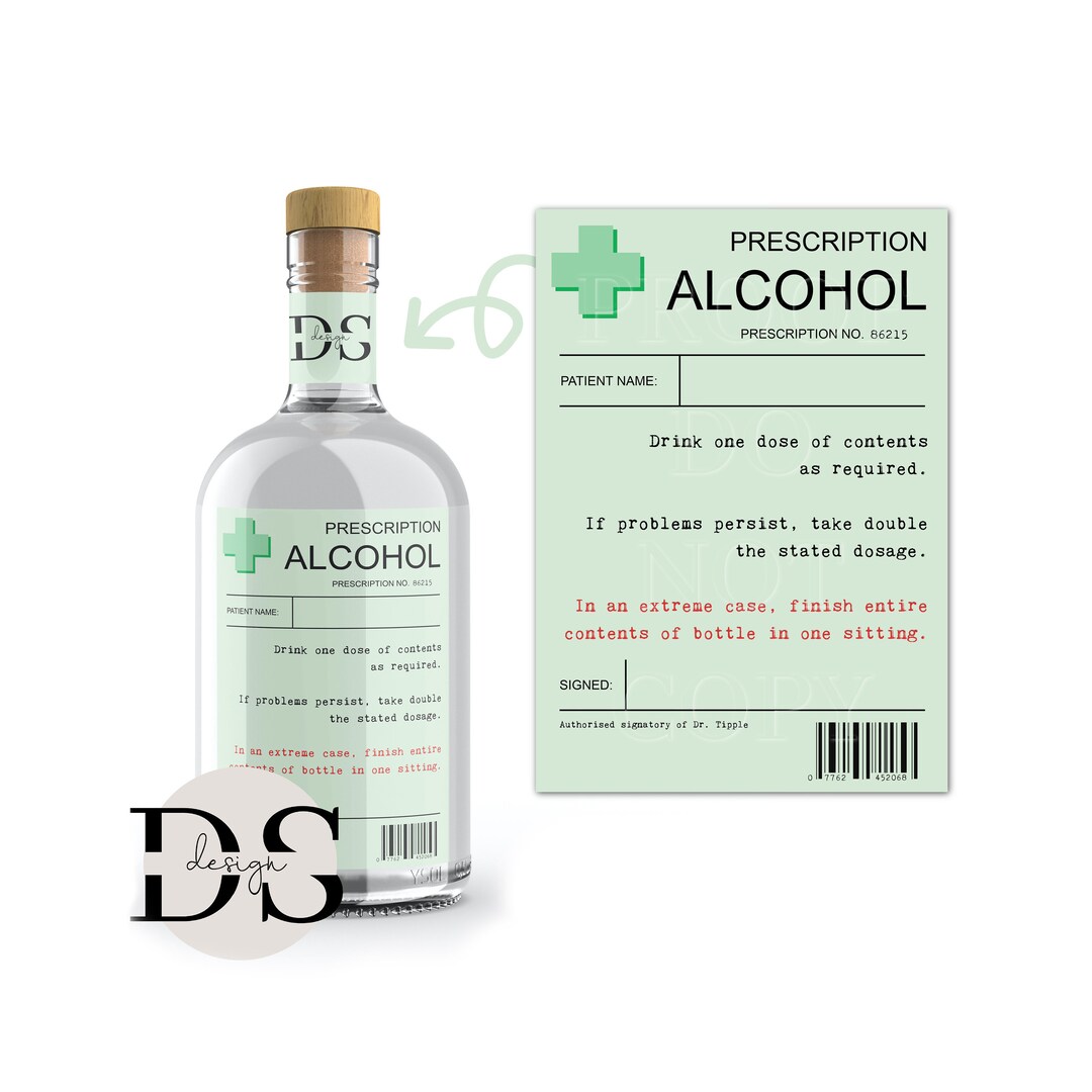 Prescription Label, Alcohol Gift, Alcohol Birthday Gift, Alcohol Bottle ...