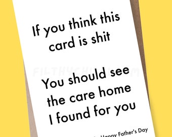 Funny Step Dad Fathers Day Card, Joke Rude Card