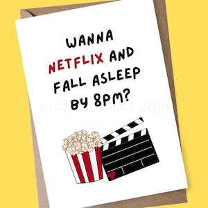 Netflix en Chill verjaardagskaart, grappige Valentijnsdag kaart voor vriend, Valentijnsdag kaart voor vriendin, jubileumkaart voor verloofde