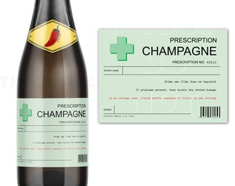 Prescription Champagne Label, Champagne Gift, Champagne Bottle Label, Champagne Bottle Sticker, 18th Birthday Gift, Birthday Gift for Her