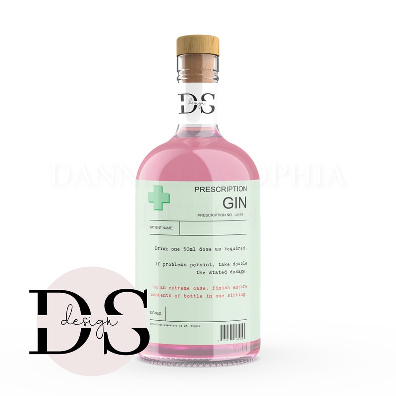 Prescription Gin Label Personalised Gin Bottle Label Gin Etsy Australia