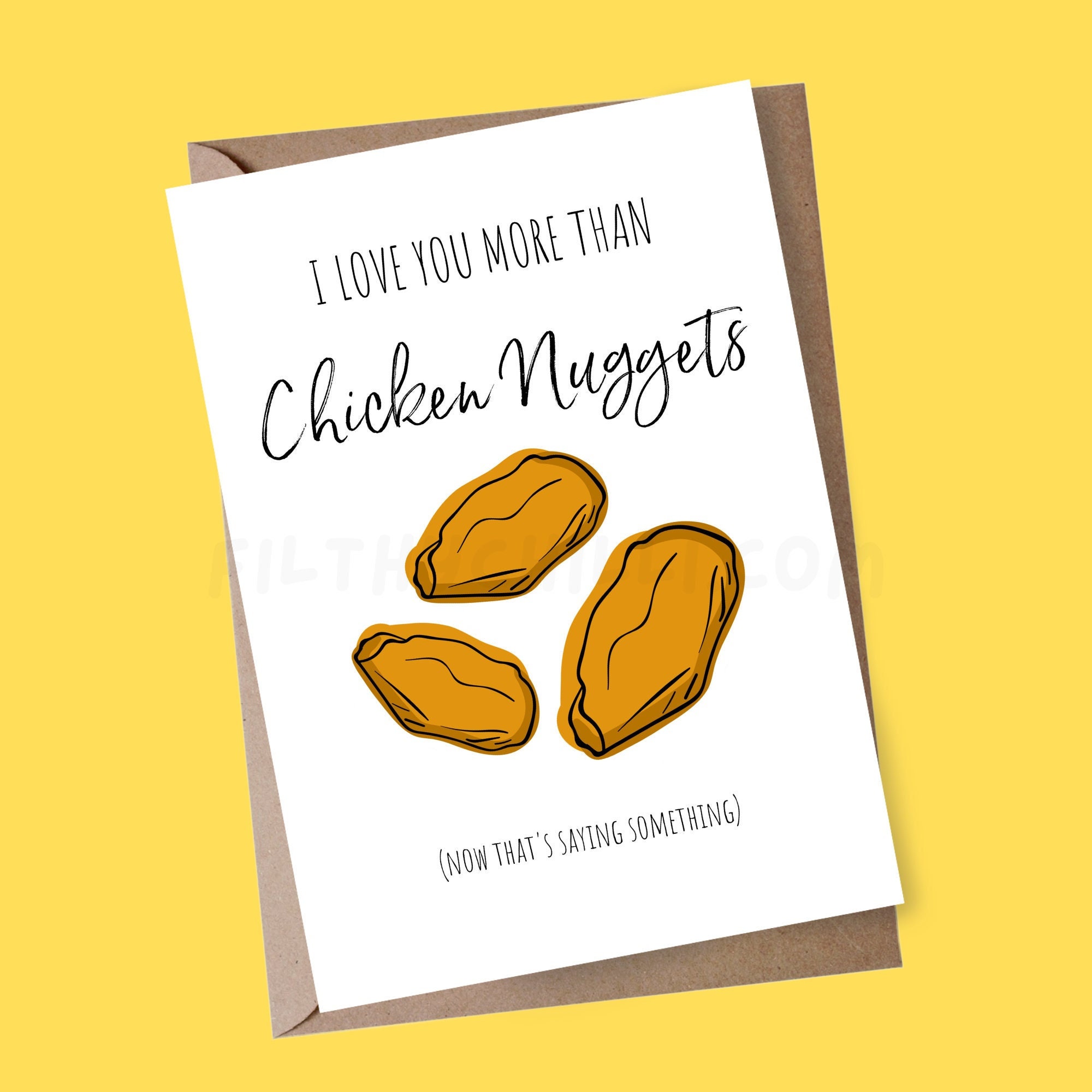 Love You More Than a Chicken Nugget - Love Greeting Card Love You More Than a Chicken Nugget - Love Greeting Card