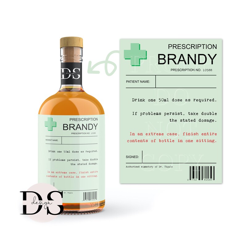 Prescription Brandy Label Brandy Gifts Brandy Sticker Etsy UK