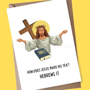 Jesus Weihnachtskarte, religiöse Karte, Jesus macht Tee, Feiertagskarte, sarkastische Karte, Weihnachtskarte für Teenager, Anti-Weihnachtskarte