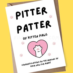 Nueva tarjeta de gatito, tarjeta de padres de gatito, tarjeta de bebé de piel, felicitaciones por la tarjeta de bebé de piel, tarjeta de gatito del Reino Unido, tarjeta de mascota, nuevo gatito del Reino Unido, padres de gatos