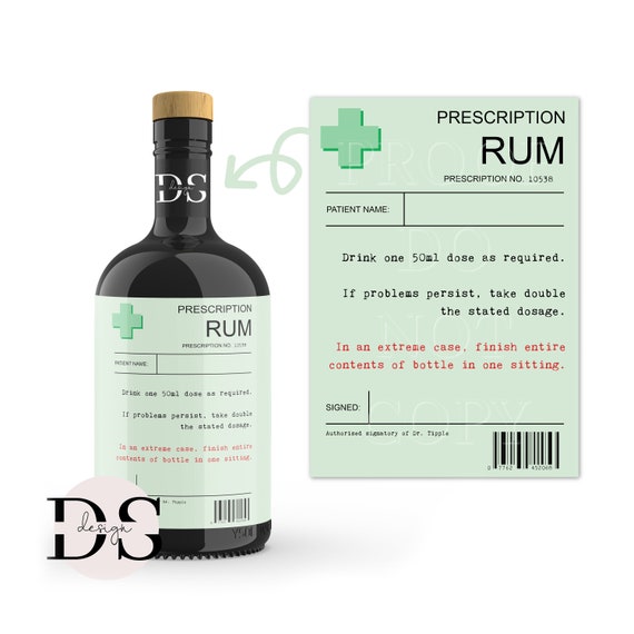Prescription Rum Label Rum Gifts Rum Lover Gifts - Etsy Prescription Rum Label Rum Gifts Rum Lover Gifts - Etsy