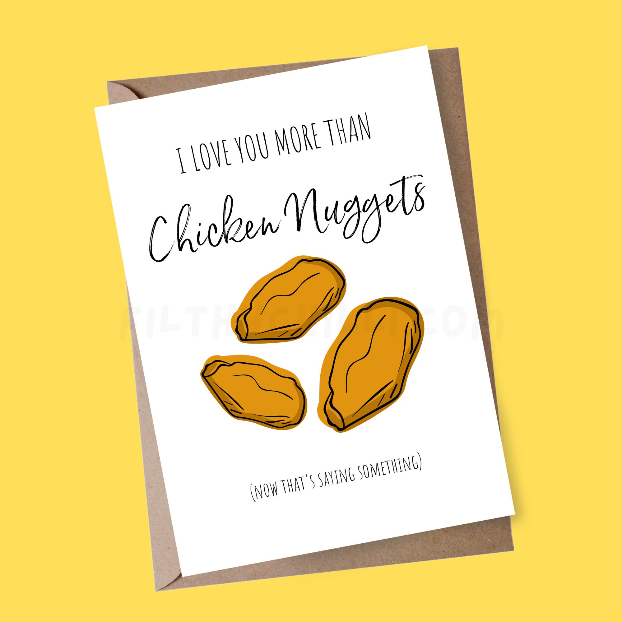Love You More Than a Chicken Nugget - Love Greeting Card Love You More Than a Chicken Nugget - Love Greeting Card
