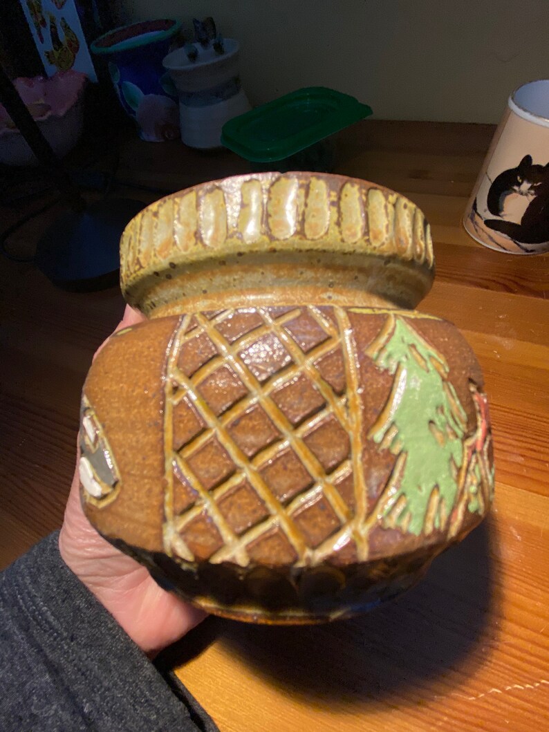 Vintage Orcas Island Studio Pottery Trudy Erwin Sgraffito Etsy