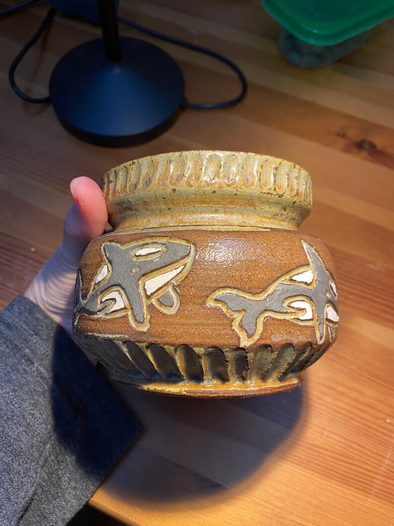 Vintage Orcas Island Studio Pottery Trudy Erwin Sgraffito Etsy