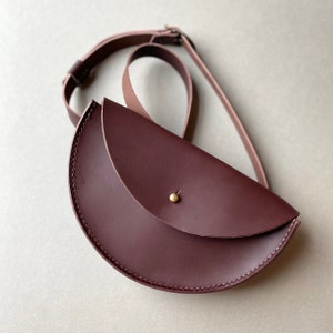 Leather half moon crossbody bag Leather hip bag Leather clutch Belt bag Leather waist bag Leather fanny pack image 1