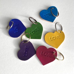 Leather 'Love' Heart Keyring Personalised 3rd Wedding Anniversary Wedding Favours Birthday Gift image 1