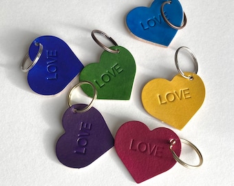 Leather 'Love' Heart Keyring | Personalised | 3rd Wedding Anniversary | Wedding Favours | Birthday Gift