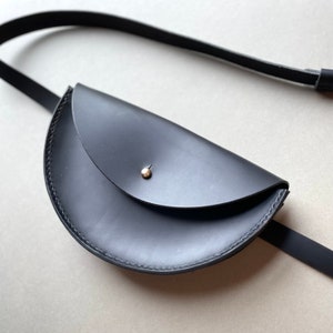 Leather half moon crossbody bag Leather hip bag Leather clutch Belt bag Leather waist bag Leather fanny pack image 2