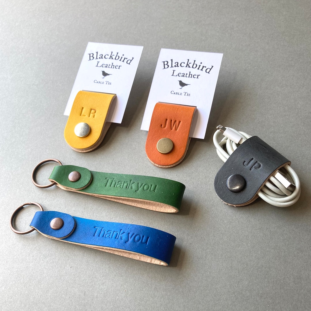 Personalised Leather Cable Ties Tidies for Messy Wires Cord Ties Home