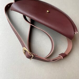Leather half moon crossbody bag Leather hip bag Leather clutch Belt bag Leather waist bag Leather fanny pack image 8