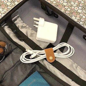 Handmade Leather Cable Tidies | Cord Organiser | Charger Cable Holder | Travel Tech Accessories | Minimalist Gadget Gift image 9