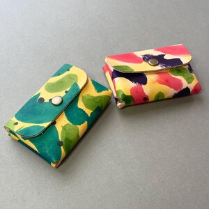 Hand Painted Leather Card Holder: Genuine Leather Wallet